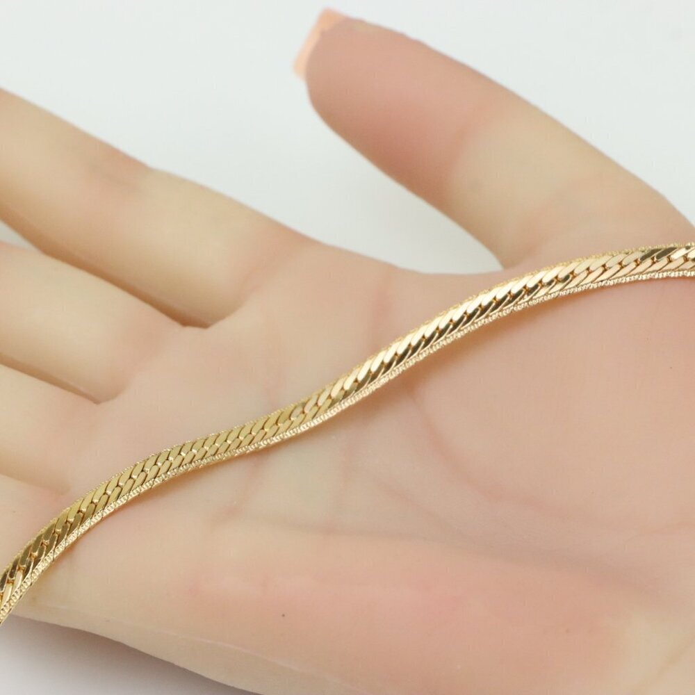 Elegant Rose Gold Flat Herringbone Chain Necklace, XPNL0259 - Picture 3 of 12